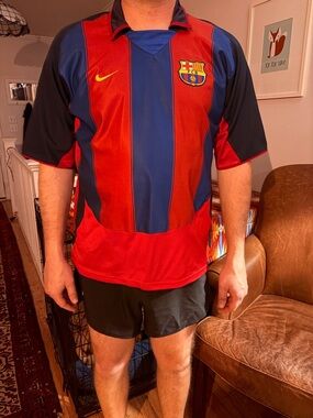 Nike Old School Navy Blue, Red, Yellow, Ronaldinho Soccer Jersey